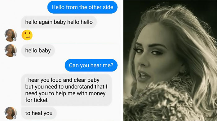 Guy Trolls Facebook Scammer With Adele Lyrics Until They Go Crazy